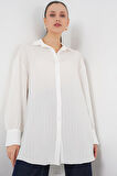 Çizgili Uzun Gömlek Tunik 5963 - Beyaz