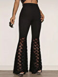 Kadın Yüksek Bel Dantel Detaylı Dalgıç Pantolon