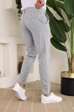Erkek Slim Fit Likralı Bilek Boy Dilli Kumaş Pantolon