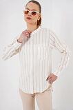Uzun Kollu Çizgili Gömlek 20283 - Bej