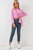 Bağlamalı Uzun Kol Gömlek 20325 - Pembe