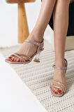 Kendy Rose Gold Taşlı Kadın Topuklu Sandalet
