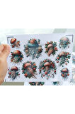 Vintage Suluboya Çiçekli Deniz Anaları Etiket Seti, Bullet Journal, Planlayıcı Stickers