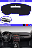 Torpido Koruma Halısı Siyah Kenar Renk Mavi Mazda 3 2003-2008 ile Uyumlu