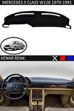 Torpido Koruma Halısı Siyah Kenar Renk Siyah Mercedes S Class W 126 1979-1991 ile Uyumlu
