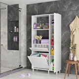 Modilayn Mutfak Dolabı Sepetli Kirli Camasır Dolabı Banyo Dolabı 5 Raflı Cok Amaclı Dolap