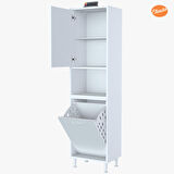 Modilayn 50 x 163,4 x 32,5 cm 2 Kapak 3 Bölmeli Kirli Çamaşır Dolabı Sepetli Banyo Dolabı
