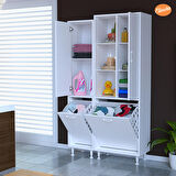 Modilayn Alaçatı İnci 92x165 cm 3 Kapaklı Kirli Çamaşır Dolabı Sepetli Banyo Dolabı