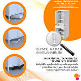 Modilayn Trendline Era 54 x 183,5 x 32,5 cm 4 Kapaklı 2 Çekmeceli Mutfak Dolabı Çok Amaçlı Dolap