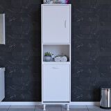 Modilayn 50 x 163,4 x 32,5 cm 2 Kapak 3 Bölmeli Kirli Çamaşır Dolabı Sepetli Banyo Dolabı