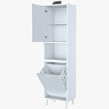 Modilayn 50 x 163,4 x 32,5 cm 2 Kapak 3 Bölmeli Kirli Çamaşır Dolabı Sepetli Banyo Dolabı