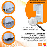 Modilayn 50 x 163,4 x 32,5 cm 2 Kapak Üç Bölmeli Kirli Çamaşır Dolabı Sepetli Banyo Dolabı