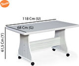 Eliusta Tekerlekli Mdf Masa %100 Mdf Orta Sehpa Salon Masa Sehpa