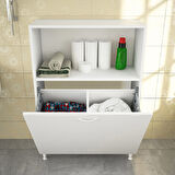 Modilayn 75 x 100 x 30cm 2 sepetli Kirli Çamaşır Dolabı Banyo Dolabı Çok Amaçlı Dolap Mutfak Dolabı