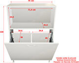Modilayn 75 x 100 x 30cm 2 sepetli Kirli Çamaşır Dolabı Banyo Dolabı Çok Amaçlı Dolap Mutfak Dolabı