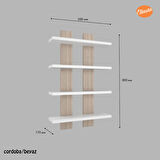 Modilayn 4 Raflı Duvar Unitesi Ofis 4 lu Kitaplık Salon Duvar Rafı