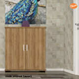 MODİLAYN 70 x 76 x 32 cm 2 Kapaklı 4 Bölmeli 3 Raflı Ayakkabı Dolabı Antre Ayakkabılık 