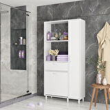 Modilayn Sepetli ve Kapaklı Dolaplı Banyo Dolabı