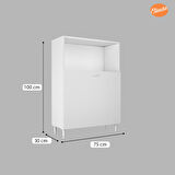 Modilayn Çift Gözlü Sepetli Kirli Çamaşır Dolabı Banyo Dolabı