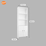 Modilayn Kitaplık 5 Raflı 2 Kapaklı Kitaplık