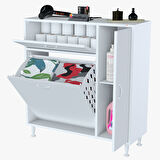Modilayn 90 x 97 x 32 cm YENİCE Kirli Çamaşır Sepetli Dolap Çok Amaçlı Banyo Dolabı Mutfak Dolabı