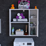 MODİLAYN Urla 90 x 85.5 x 32.5 cm Makina Üstü Çok Amaçlı Banyo Dolabı Kapaklı Asma Dolap