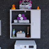 MODİLAYN Urla 90 x 85.5 x 32.5 cm Makina Üstü Çok Amaçlı Banyo Dolabı Kapaklı Asma Dolap