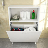 Modilayn 75 x 100 x 30cm 2 sepetli Kirli Çamaşır Dolabı Banyo Dolabı Çok Amaçlı Dolap Mutfak Dolabı