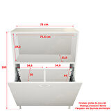 Modilayn 75 x 100 x 30cm 2 sepetli Kirli Çamaşır Dolabı Banyo Dolabı Çok Amaçlı Dolap Mutfak Dolabı