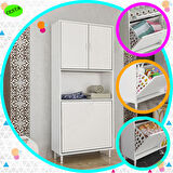 Modilayn 75 x 165 x 30 cm ARD-141 2 Kapaklı 2 Bölmeli Sepet Raflı Banyo Dolabı Kirli Çamaşır Dolabı