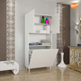 Modilayn 75 x 165 x 30 cm ARD-141 2 Kapaklı 2 Bölmeli Sepet Raflı Banyo Dolabı Kirli Çamaşır Dolabı