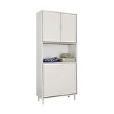 Modilayn 75 x 165 x 30 cm ARD-141 2 Kapaklı 2 Bölmeli Sepet Raflı Banyo Dolabı Kirli Çamaşır Dolabı