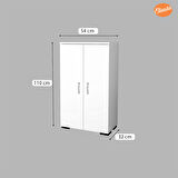 Modilayn 54 x 110 x 32 cm Kiler Dolabı Ofis Dolabı Çok Amaçlı Ofis Dolabı 2 Kapaklı Banyo Dolabı