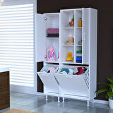 Modilayn ALAÇATI İNCİ 92x165x32 Banyo Dolabı Çok Amaçlı Dolap Kirli Çamaşır Sepetli Dolap