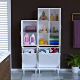 MODİLAYN FORBEST İNCİ 97 x 165 cm Banyo Dolabı 3 Kapaklı Banyo Dolabı Çok Amaçlı Dolap