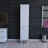 MODİLAYN Alaçatı 35 x 160 cm Çamaşır Sepetli Dolap Banyo Dolabı Temizlik Deterjan Dolabı 