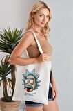 E = Mc² Morty Model Baskılı Günlük Kullanım Özel Baskı Bez Omuz Çantası Hediyelik Tote Bag