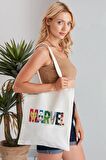 Marvel Model Baskılı Günlük Kullanım Özel Baskı Bez Omuz Çantası Hediyelik Tote Bag