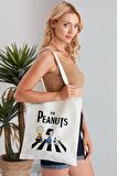 The Peanuts Model Baskılı Günlük Kullanım Özel Baskı Bez Omuz Çantası Hediyelik Tote Bag