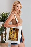 The Kiss Gustav Klimt Model Baskılı Günlük Kullanım Özel Baskı Bez Omuz Çantası Hediyelik Tote Bag