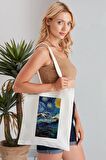 Vang Gogh Model Baskılı Günlük Kullanım Özel Baskı Bez Omuz Çantası Hediyelik Tote Bag