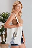 Bugs Bunny Model Baskılı Günlük Kullanım Özel Baskı Bez Omuz Çantası Hediyelik Tote Bag