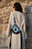Müslin Kimono %100 Pamuklu Nazar Boncuk Baskılı Desenli Bornoz Kaftan Sabahlık