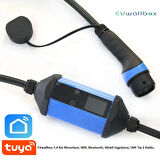 EVwallbox 7,4 Kw Taşınabilir 5mt Tip2 Kablo + Wifi + Bluetooth + Mobil Uygulama + Taşıma Çantası + 220V Dönüştürücü (Siyah kasa)