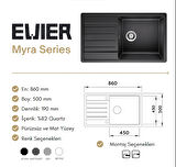 Granit Evye Myra Series Black (SİYAH) - (86x50)