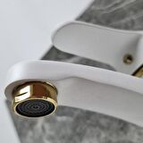 Venita Beyaz Gold Yüksek Gövde Lavabo Batarya