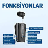 Makaralı Kulaklık Titreşimli Yaka Mandallı Makaralı Bluetooth Kulaklık