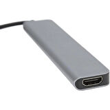  7in1 Type-C HDMI Çevirici Hub Çoklayıcı Tablet-PC-Telefon-TV Adaptör HDMI 4K/USB/TF/SD/TYPEC Giriş