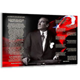 Atatürk Gençliğe Hitabe Cam Tablo - Yatay Motif 01-01
