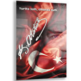 Atatürk Sözleri 3 Cam Tablo - Dikey Motif 02-016